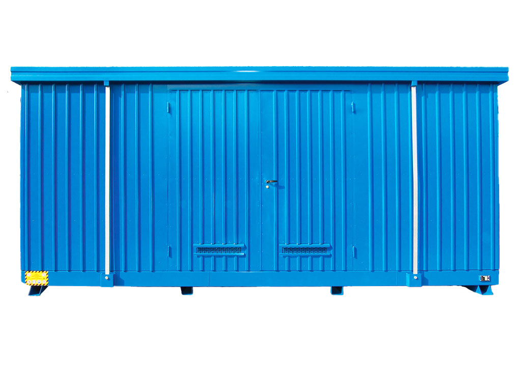 Modul container di stoccaggio fusti zincato blu 1000 L capacit&agrave; 