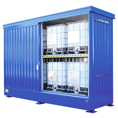 Modul container in acciaio zincato sovraverniciato blu per sestanze pericolose e infiammabili